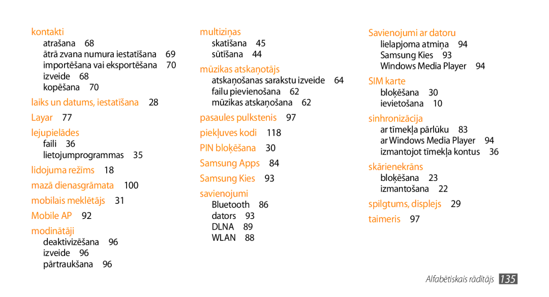 Samsung GT-I9003MKDSEB, GT-I9003ISDSEB manual Kontakti, Kopēšana  